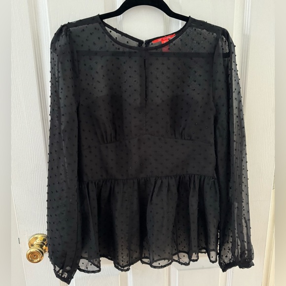 Chelsea & Violet black sheer babydoll top - sz XL - Picture 2 of 6